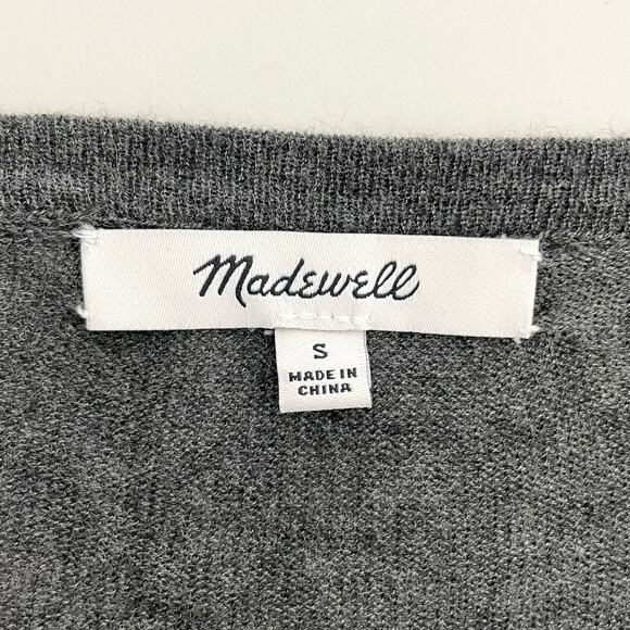 Madewell Lightweight Grey Knit Drop Sleeve Tie-Front Sweater - Picture 8 of 9